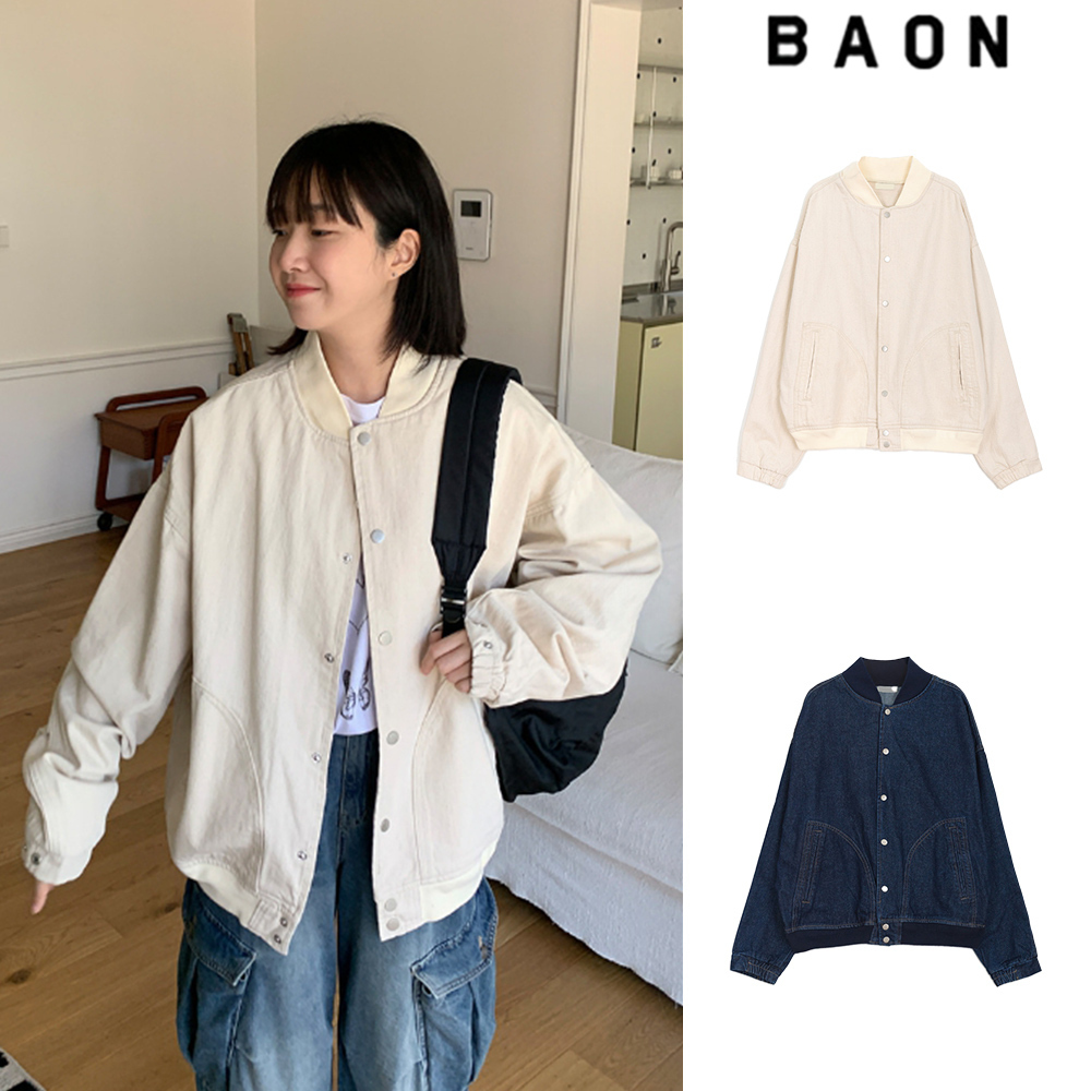 【BAON】[unisex] Charmin snap button blouson denim jacket