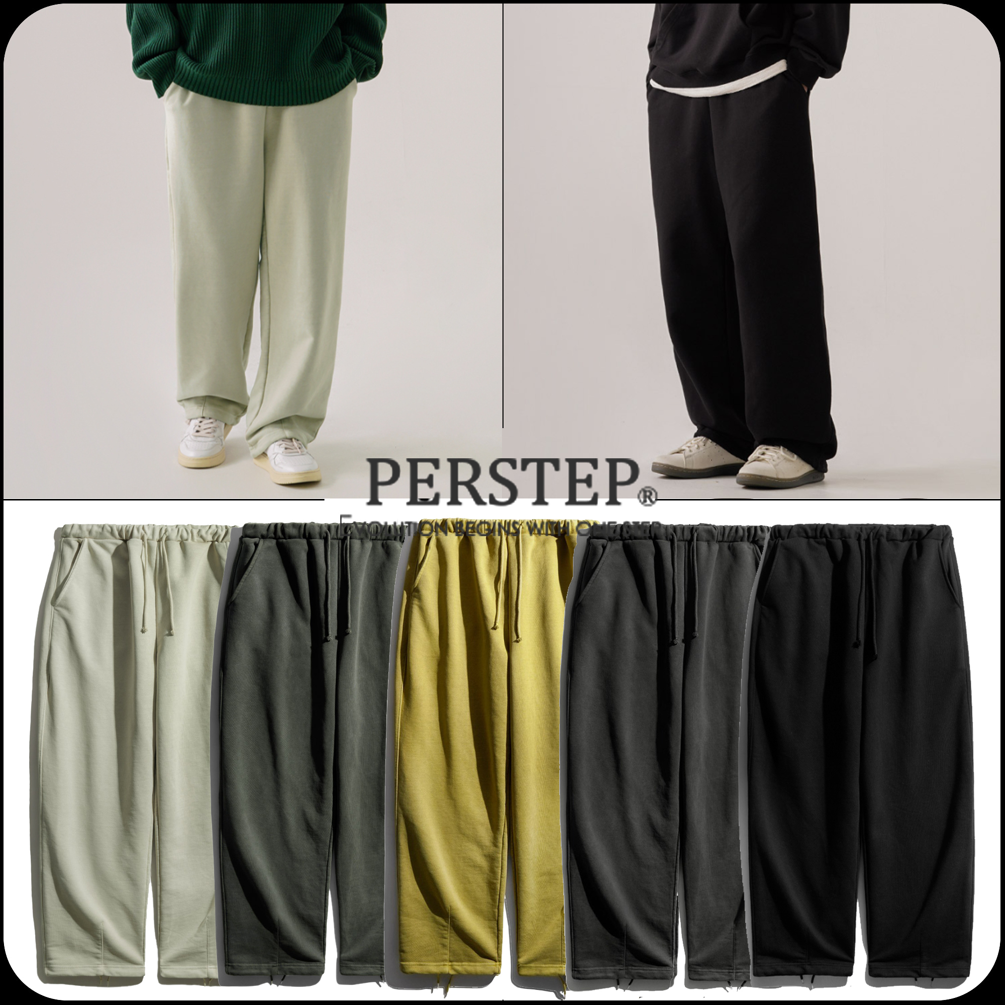 [PERSTEP]★GRAIN PIGMENT WIDE PANTS