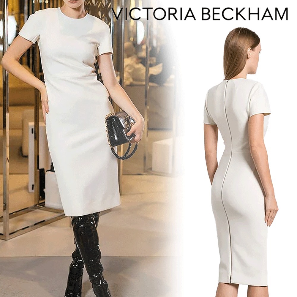 VICTORIA BECKHAM クレープミディドレス ホワイト