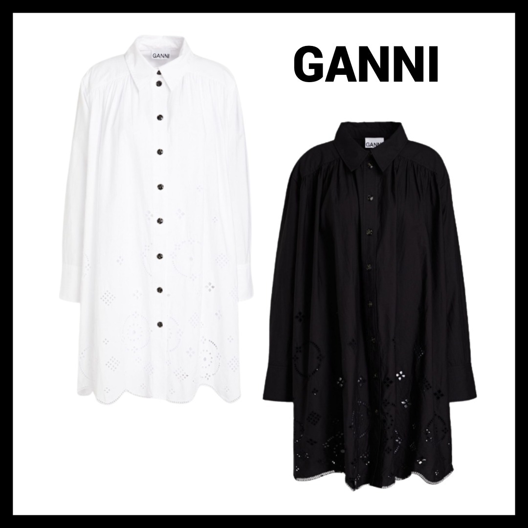 GANNI (ガニ―)  オーガニックコットン ミニシャツワンピース