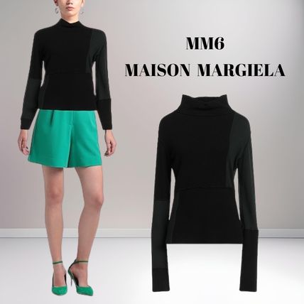 MM6 Maison Margiela Turtlenecks Casual Style Wool Nylon Bi-color Long Sleeves Plain Cotton