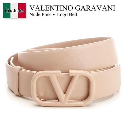 Shop VALENTINO 2023-24FW Vlogo Signature Belt In Shiny Calfskin