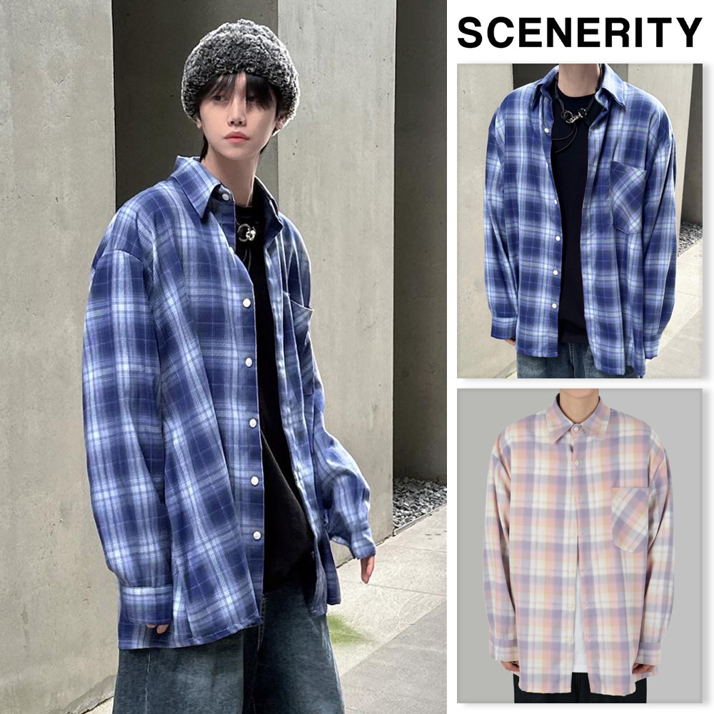 【SCENERITY】pastel overcheck shirt