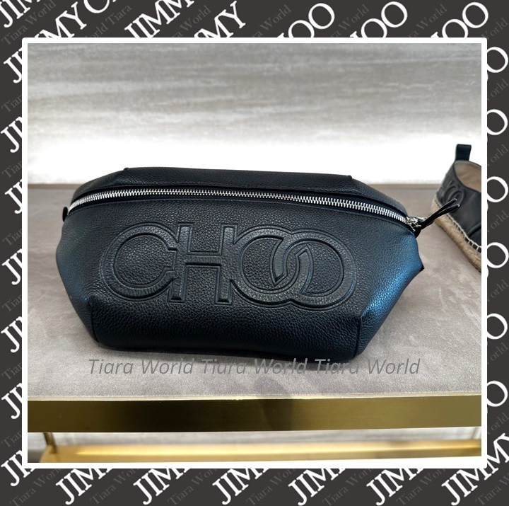 目立つCHOOロゴ★Jimmy Choo ボディバッグ/ベルトバッグ BLACK