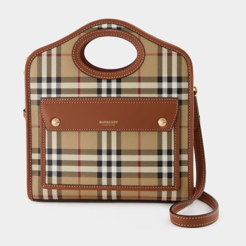 トートバッグ Burberry Mini Pocket - Burberry - Canvas - Brown