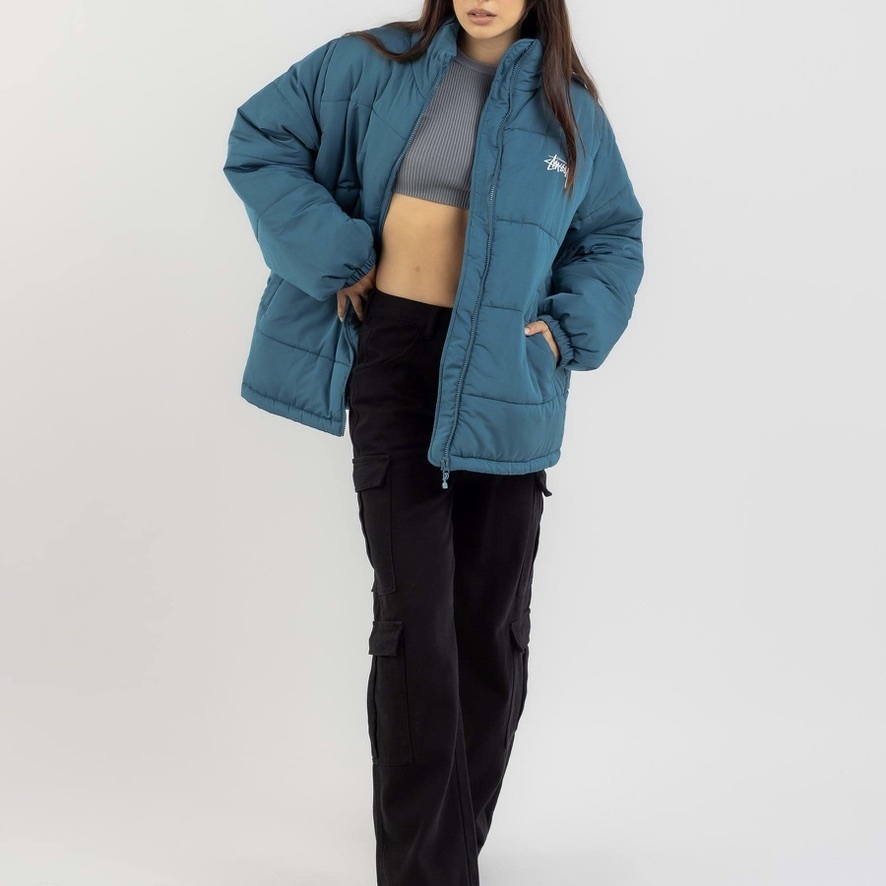 [STUSSY]* Stock Puffa Jacket *パッファ ジャケット Shop Stussy Stock Puffa Jacket In Black - Fast Shipping
