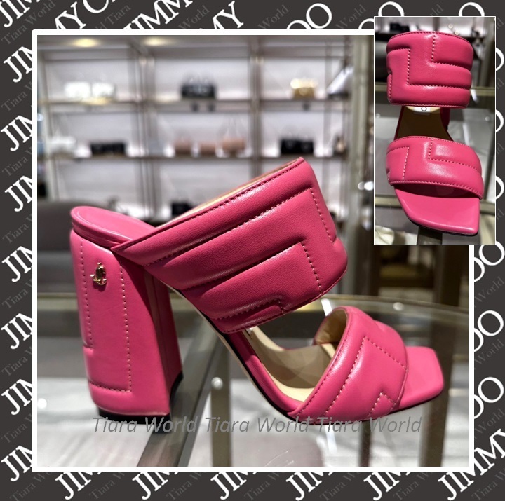 目立つピンク★Jimmy Choo THEMIS100 キルト ミュール CandyPink