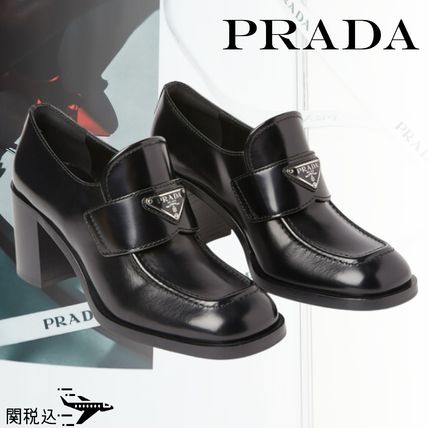 PRADA Loafer & Moccasin Square Toe Casual Style Plain Leather Party Style