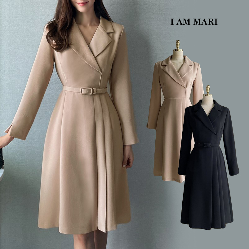 【I AM MARI】ピンタック プリーツ ベルトSET ワンピース◆