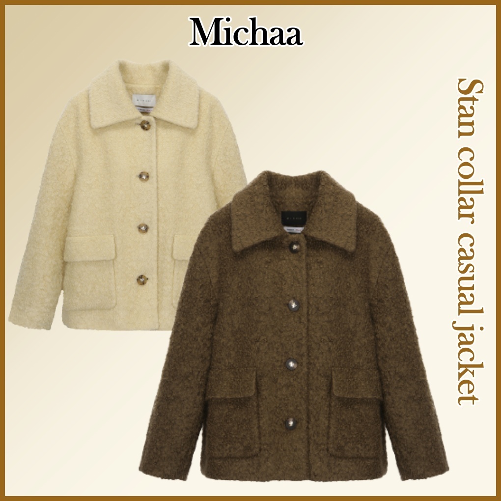 ◆MICHAA スタンカラーカジュアルジャケット