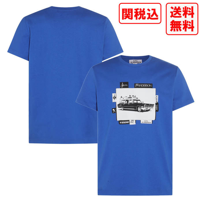関税・送料込 APC × JW ANDERSON ELECTRIC BLUE COTTON Tシャツ
