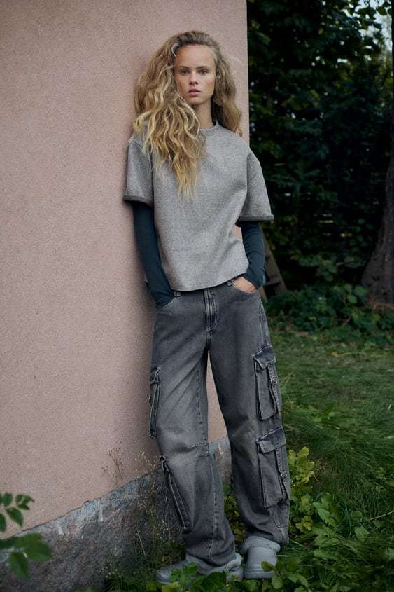 ZARA】MID-RISE TRF カーゴ デニムパンツ 3607/229 ボトムス