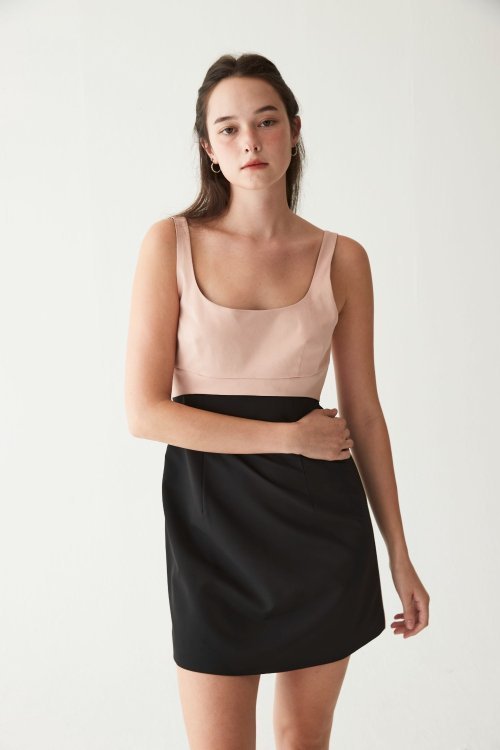 [ANNI] ニュージーンズ着用☆SUEDE-BLOCK MINI DRESS