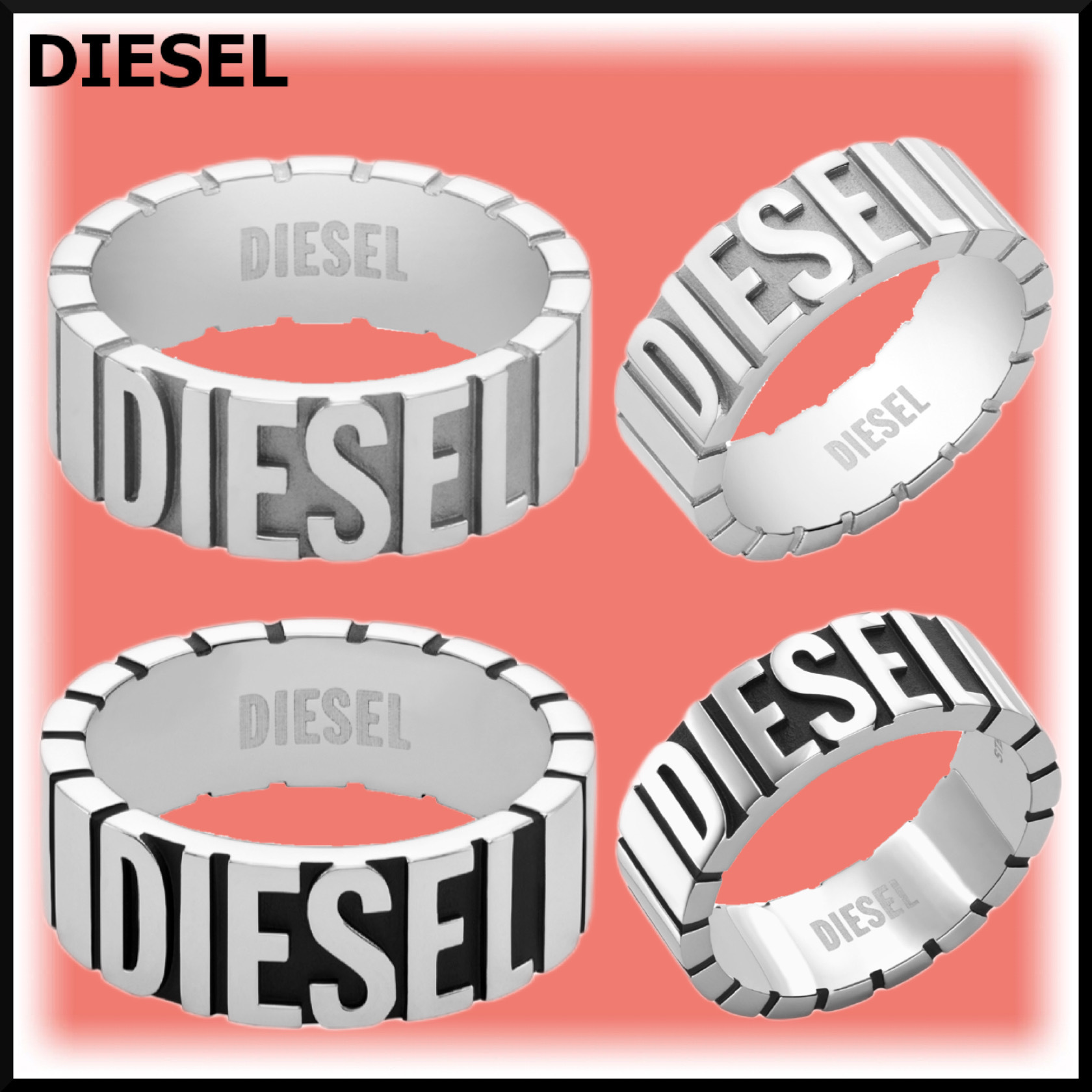 人気☆DIESEL Dx1390/Dx1387 リング☆ステンレススティール製 (DIESEL