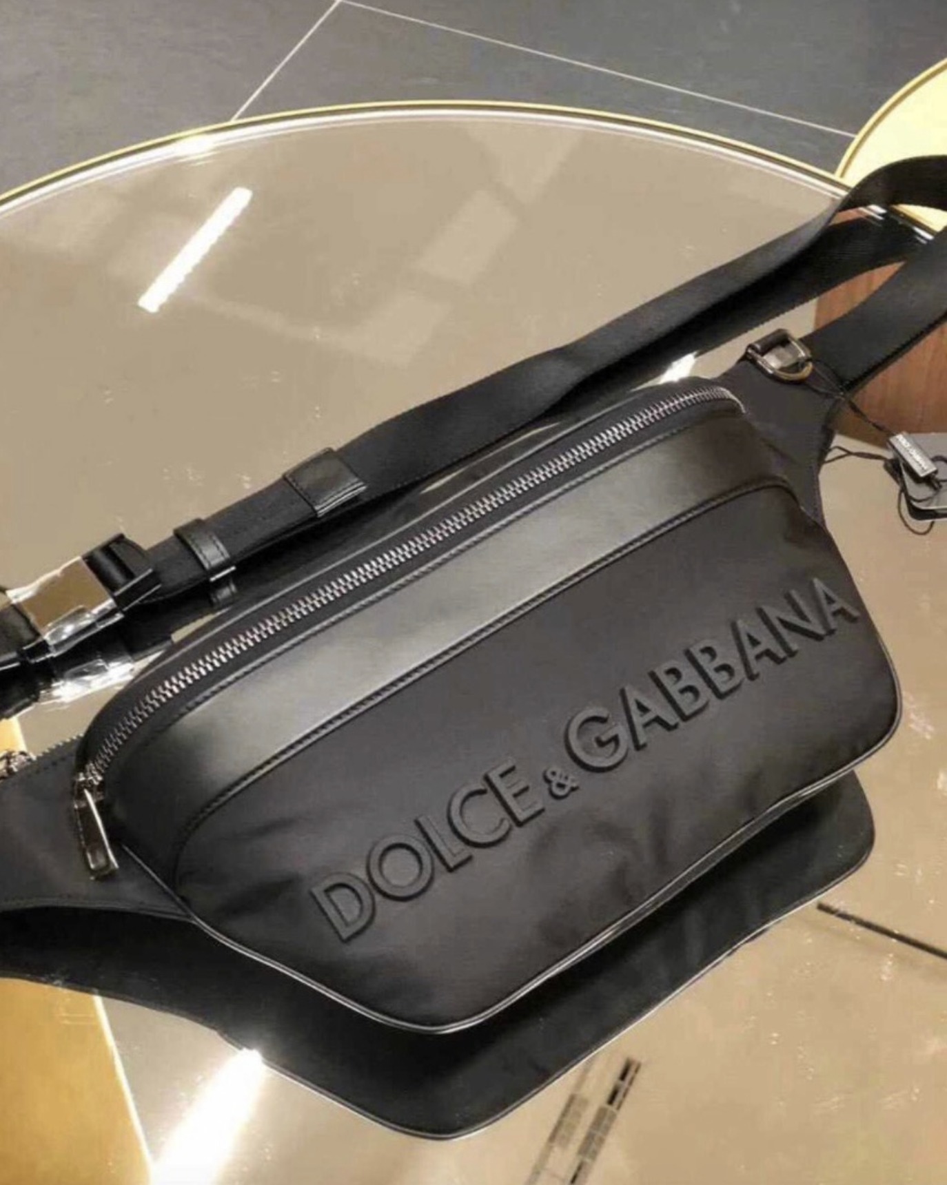 【DOLCE&GABBANA】ウエストポーチ ラバーロゴ ブラック