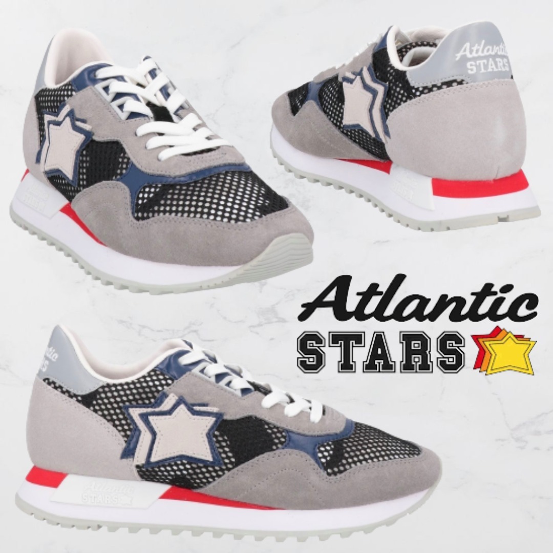 Atlantic Stars* メッシュ ロゴ スエード スニーカー グレー