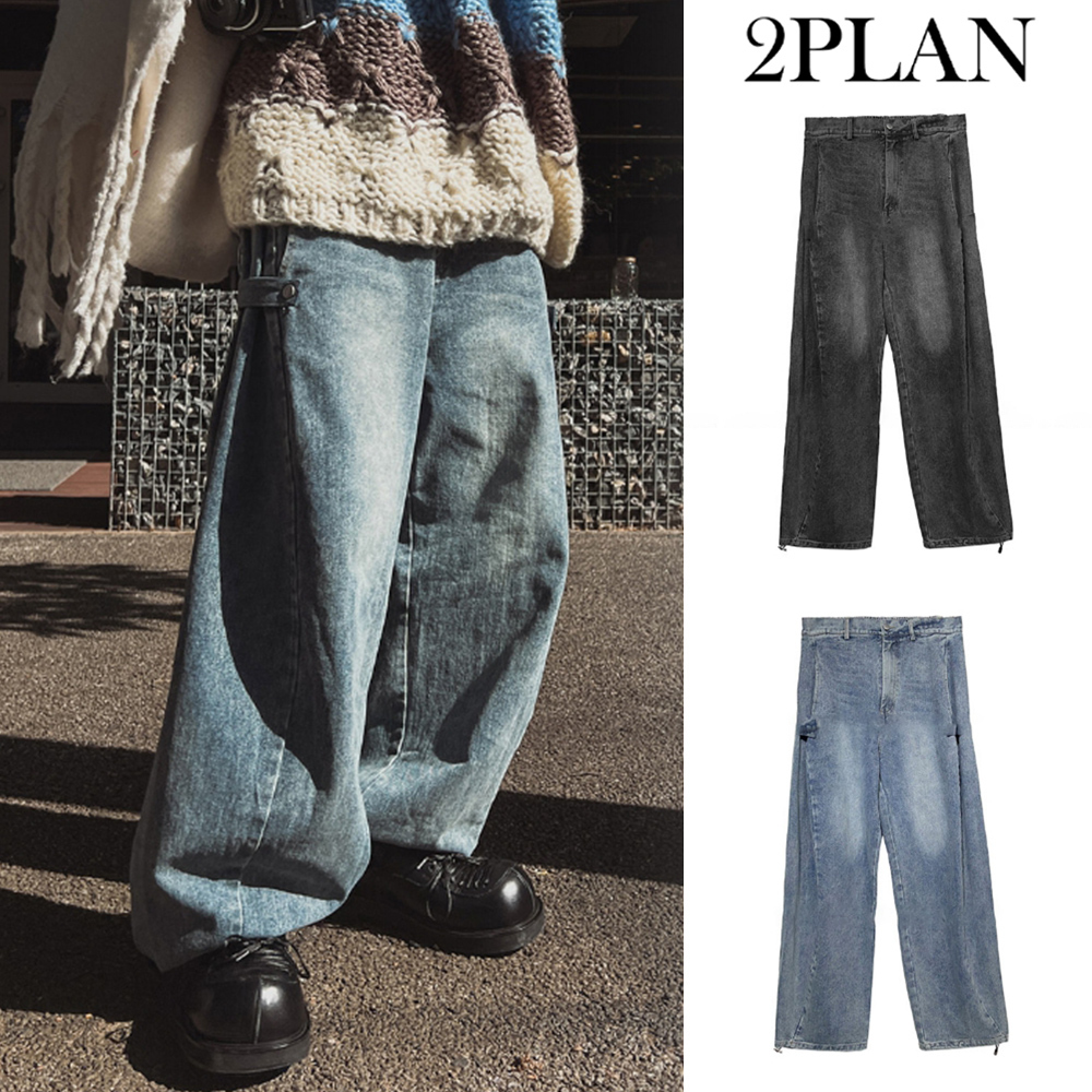 【2plan】Autumn Snap Balloon Wide Denim