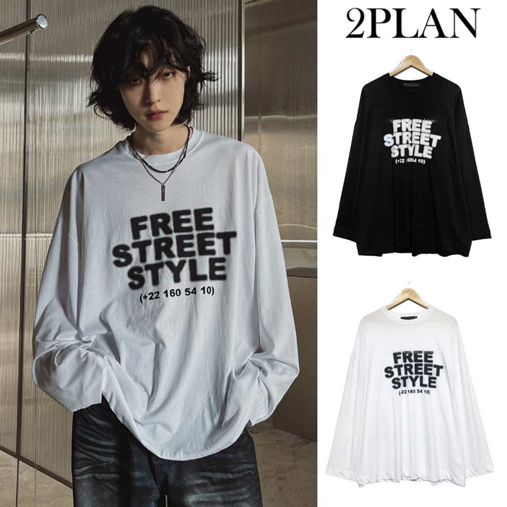 【2plan】Blurry lettering long sleeve t-shirt