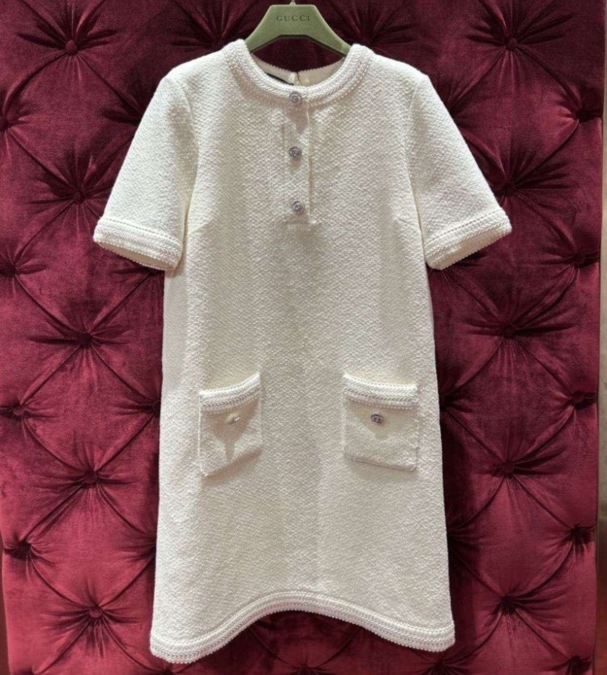 【GUCCI】23AW ツイードドレス 半袖 アイボリー