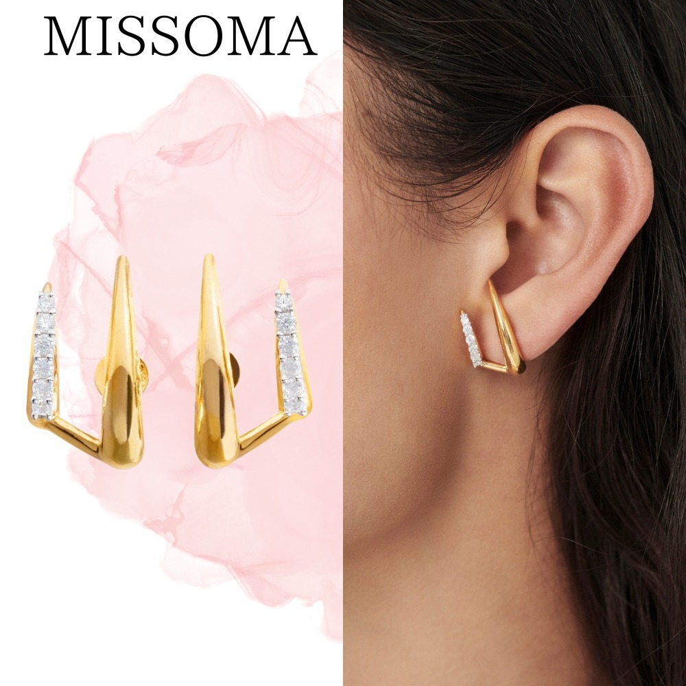【MISSOMA】ラージ クロー PAVE ダブル スタッド ピアス