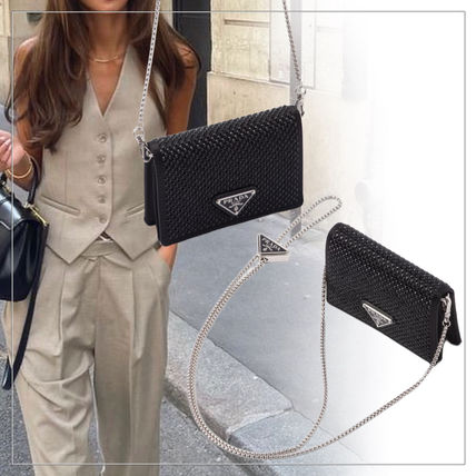 関税込!国内発送☆PRADA☆チェーンストラップレザーカードケース ショルダーストラップ カードホルダー PRADA(プラダ) 財布・小物