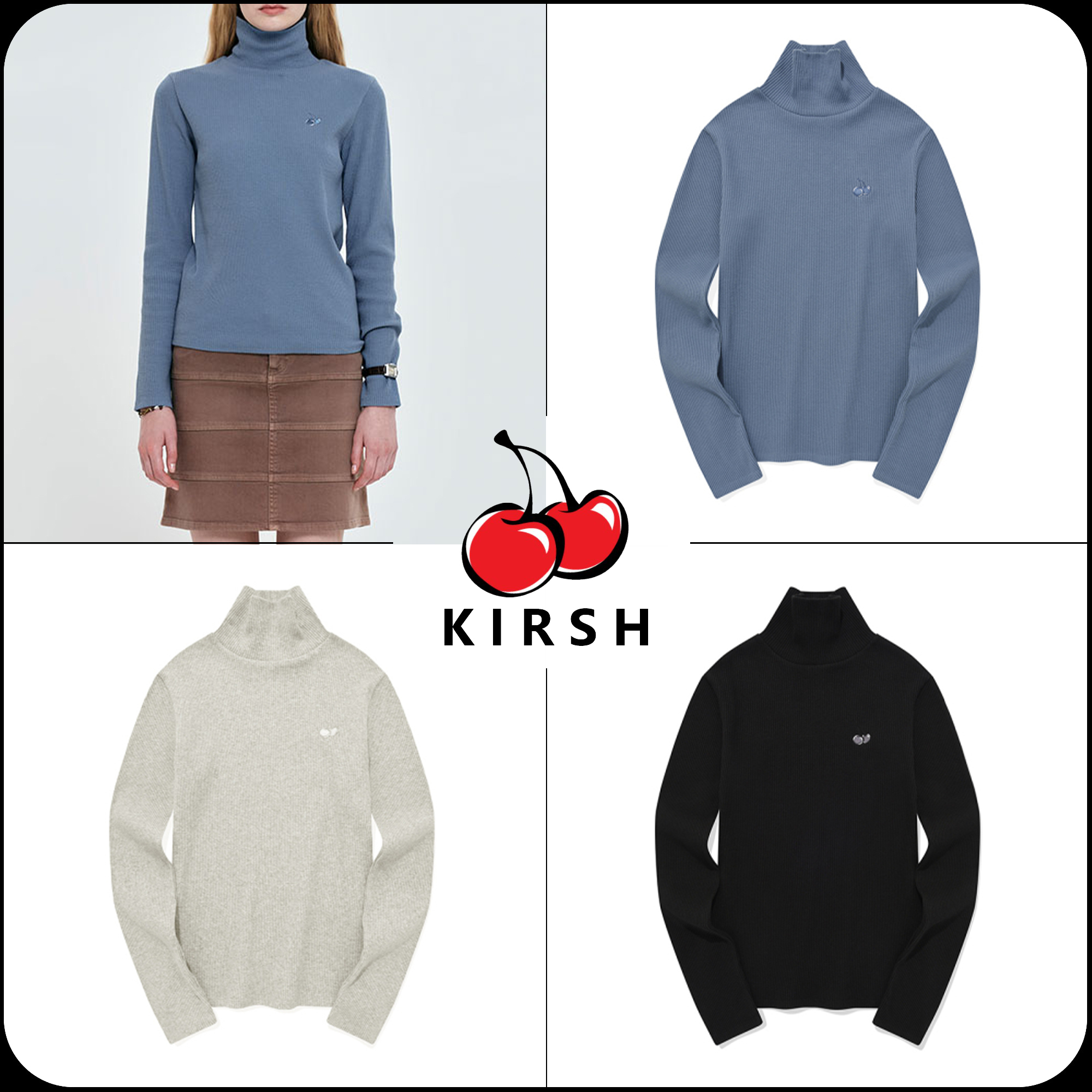 [ KIRSH ]★CHERRY BASIC TURTLE NECK T-SHIRT
