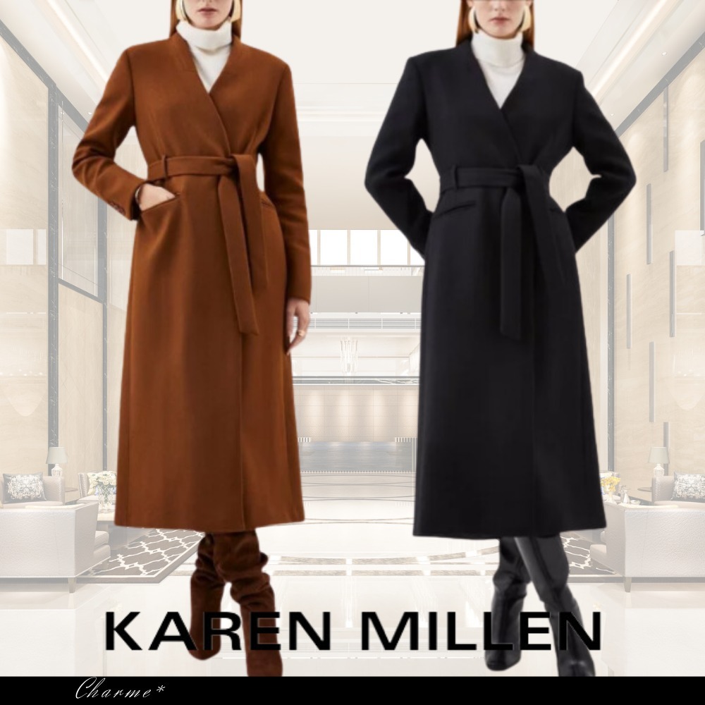 KAREN MILLEN イタリアンウール ベルテッド カラーコート