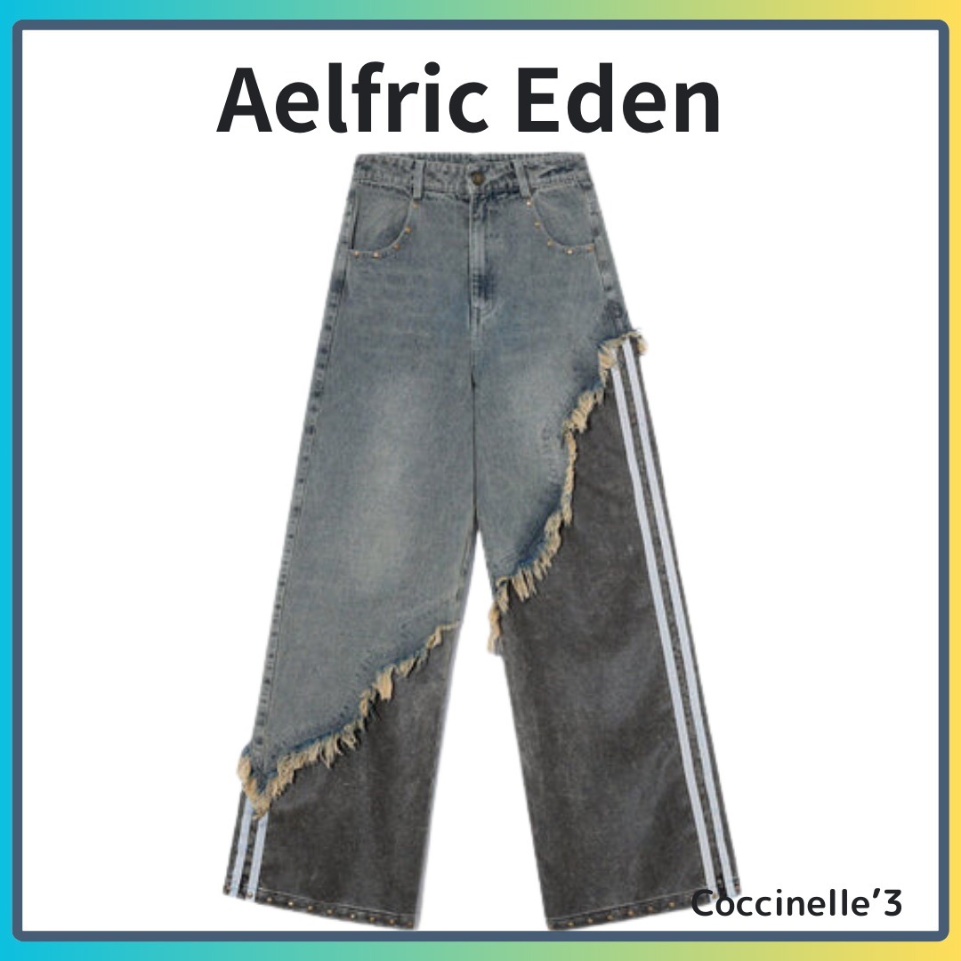 ☆Aelfric Eden☆ ヴィンテージ レザー パッチワーク ジーンズ