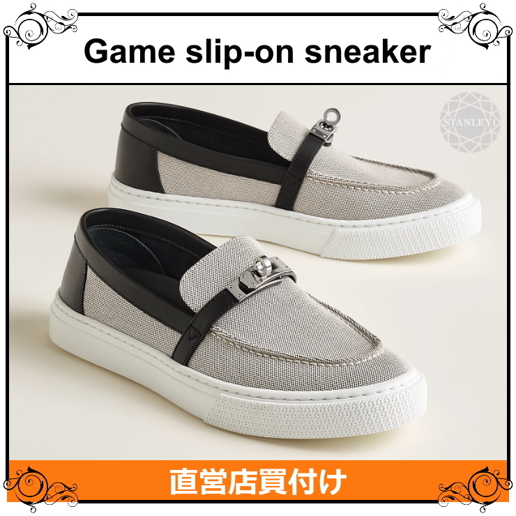 【HERMES】Game スリッポン/スニーカー★Hキャンバス＆カーフ