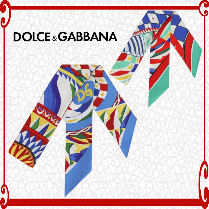 DOLCE & GABBANA バンドゥスカーフ シルク DG ロゴ カレット柄
