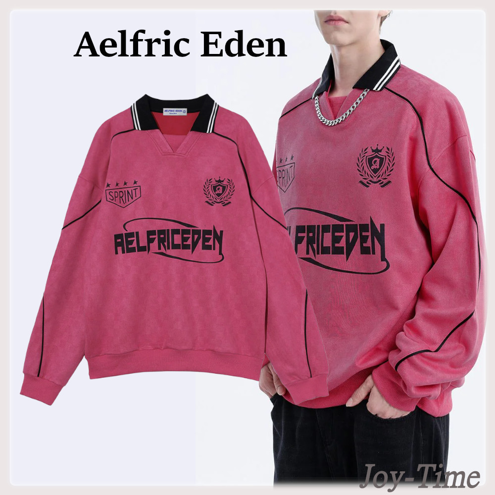 関税-送料込★Aelfric Eden★レタープリント ポロ スウェット