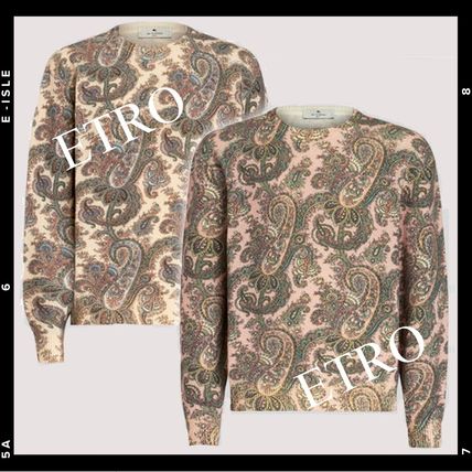 ETRO Sweaters Crew Neck Paisley Wool Long Sleeves Luxury Sweaters