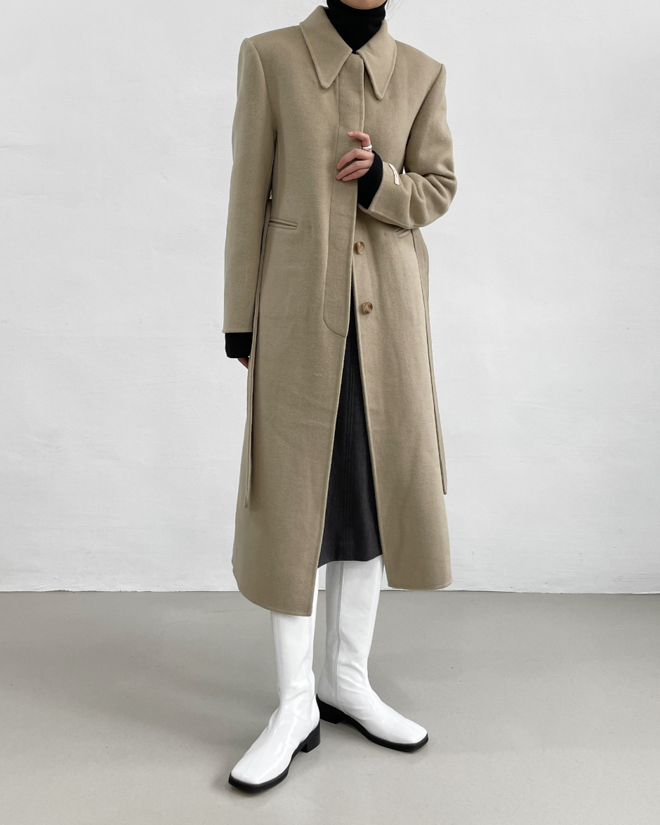【INCHANT ME】[Wool 90%] Big collar robe handmade long coat INCHANT ME】[Wool 90%] Big collar robe handmade long coat