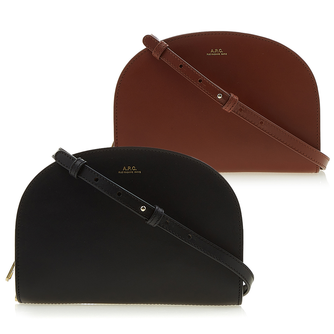 関税負担なし☆A.P.C.DEMI-LUNE ロゴ フラップ ショルダーバッグ