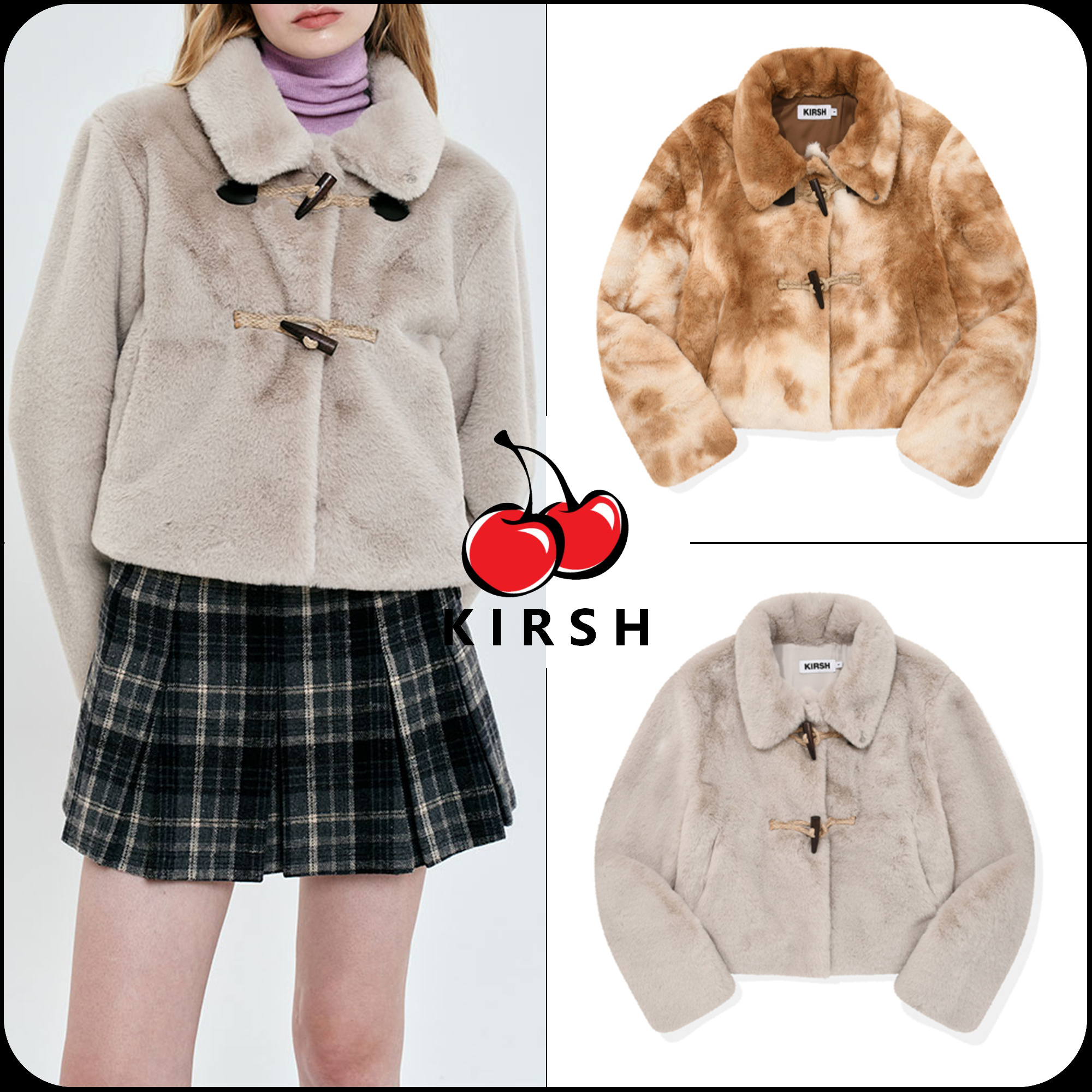 [ KIRSH ]★TOGGLE POINT CROP FUR JACKET