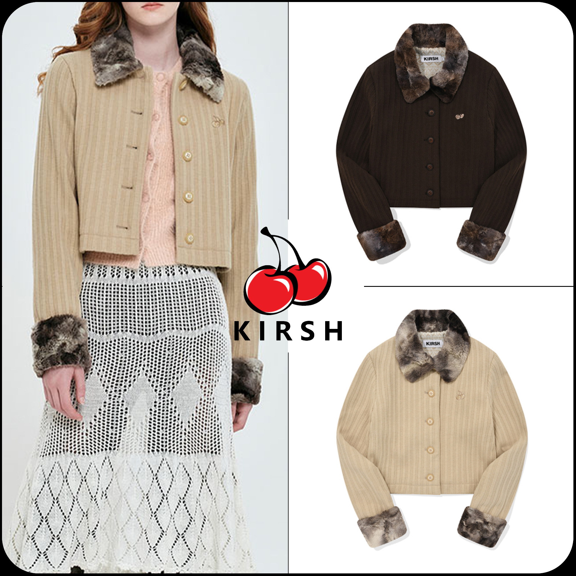 [ KIRSH ]★CHERRY TIE DYE FUR POINT JACKET