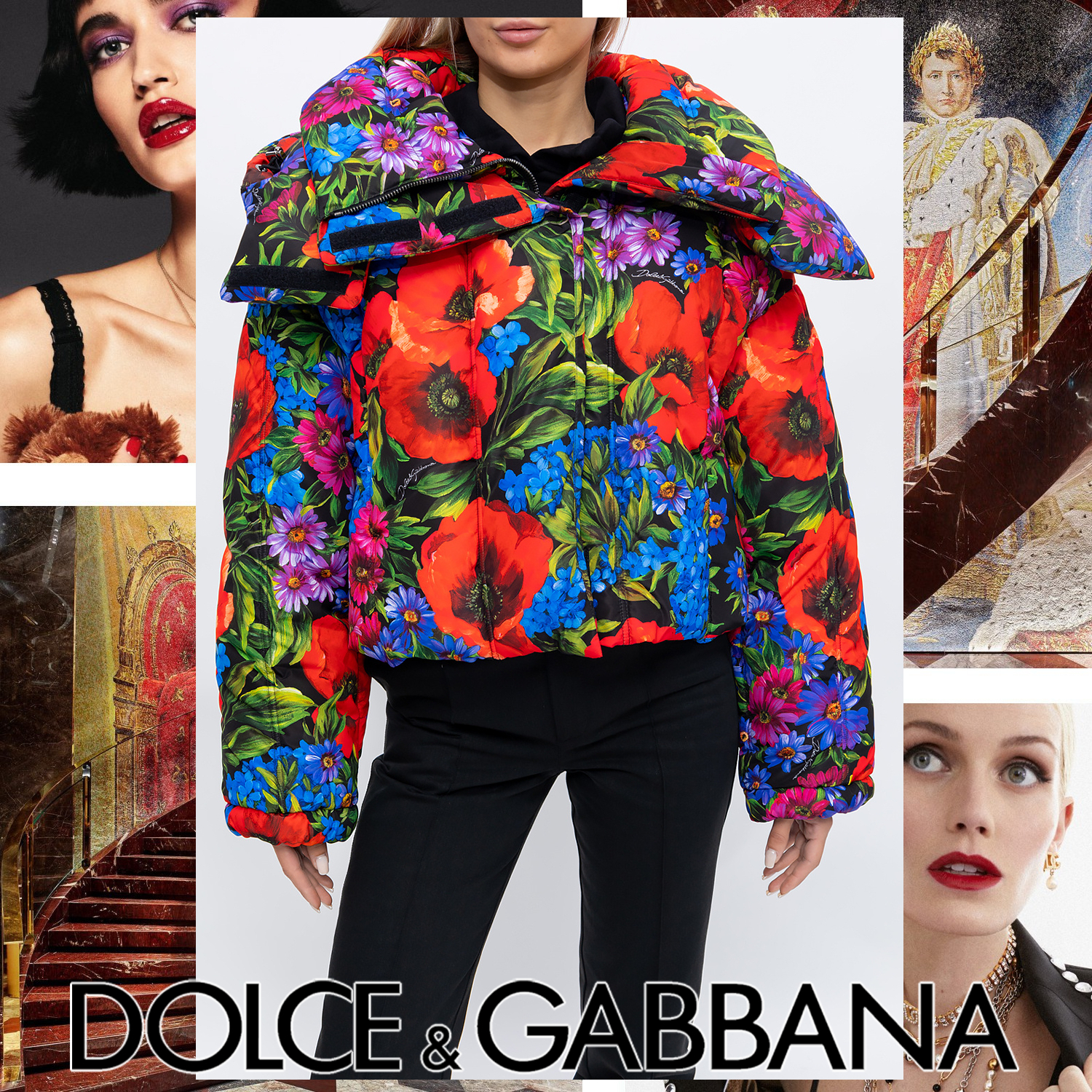 Dolce & Gabbana フラワー ダウンジャケット マルチカラー