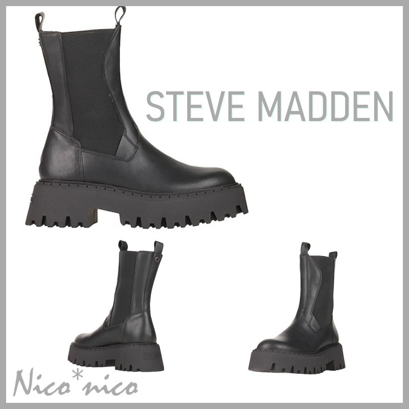 【Steve Madden】チャンキーブーツ ロゴ 無地 *送料/関税込み*