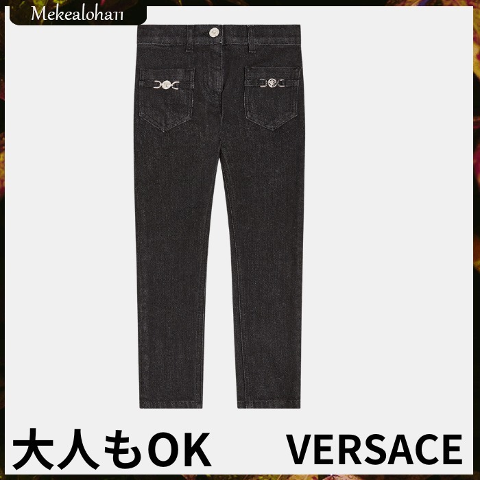 VERSACE☆キッズ La Medusa 装飾ジーンズ ブラック 大人もOK