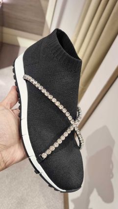 Jimmy Choo Low-Top Plain Toe Casual Style Blended Fabrics Chain Plain