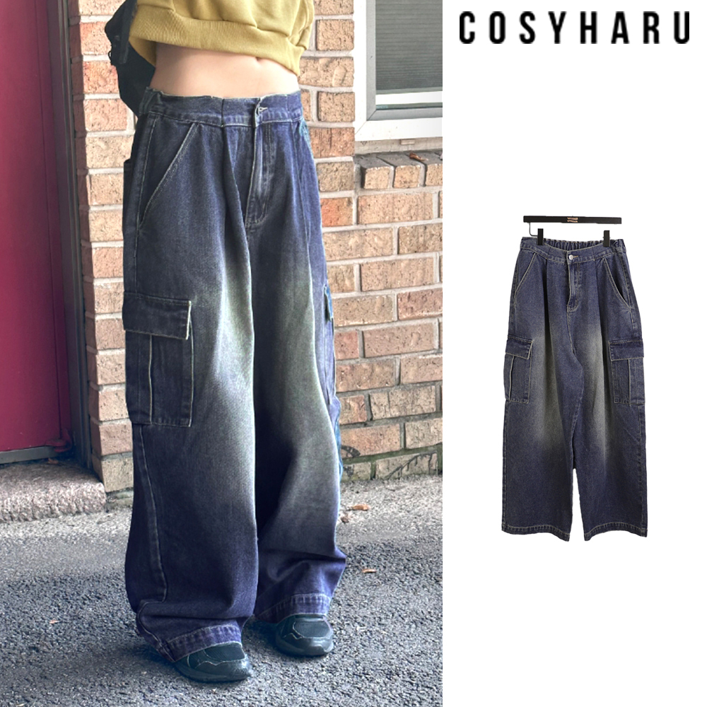 【WONDER WONDER】23FW★ [MADE] Pintuck Cargo L Wide Denim Pt