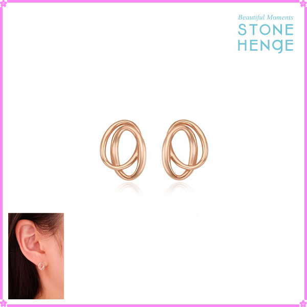 【STONEHENgE】Silver Material Rose Gold Earrings SC1626