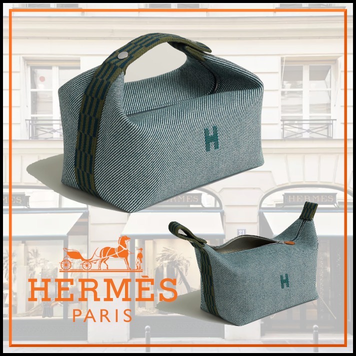 大人気！ ウール素材HermesBride-a-Brac H Natte case LMポーチ