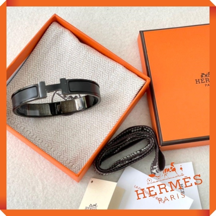 大人気★ HERMES☆メンズ ブレスレット CLIC HH SO BLACK
