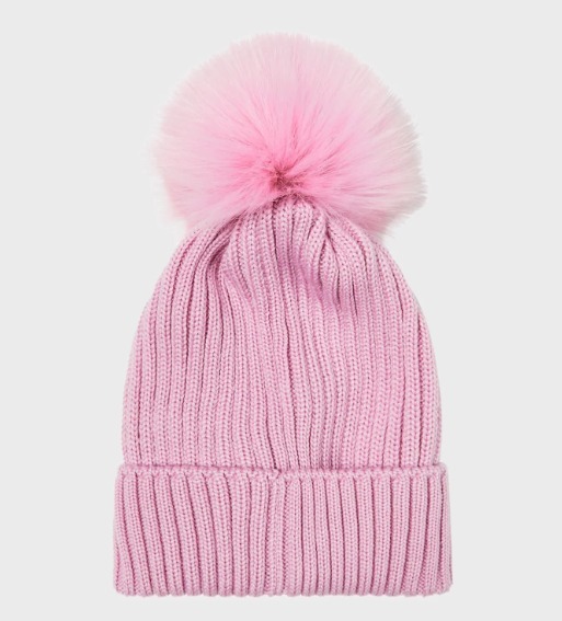 【在庫僅少】 MONCLER ニット帽 ポンポン付き薄ピンク 帽子