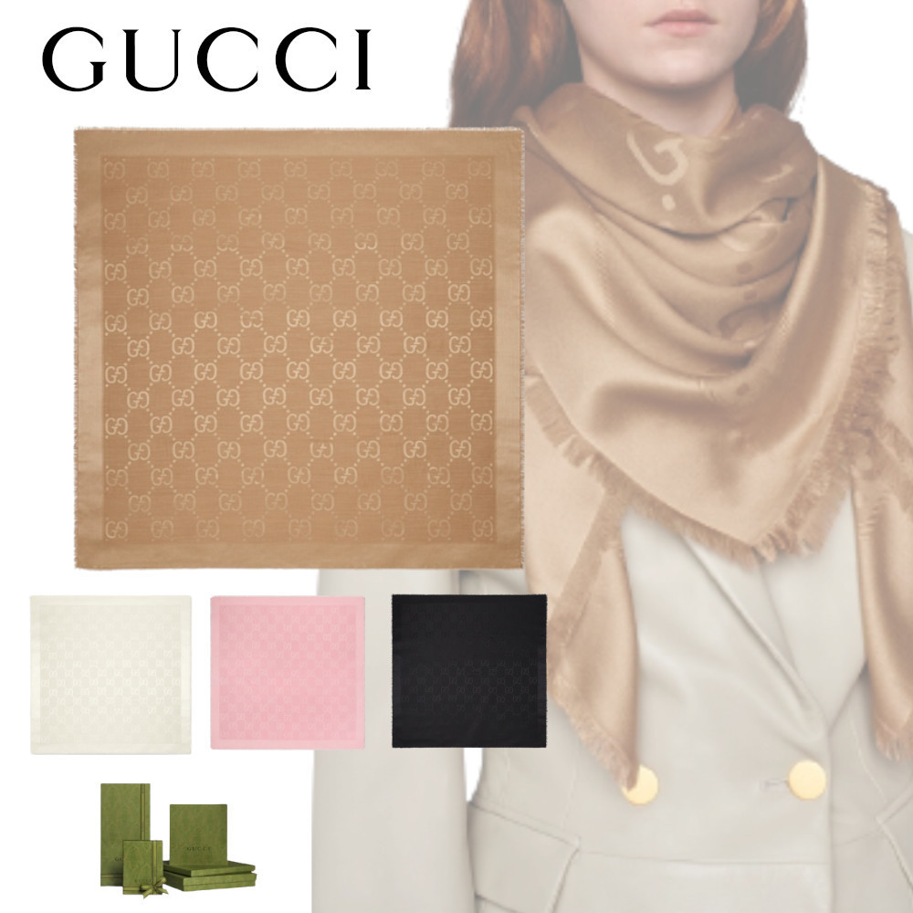 【GUCCI】GGジャカード シルクウール ショール