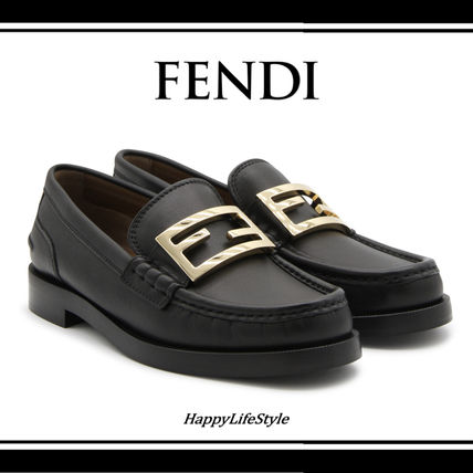 FENDI Loafer & Moccasin Monogram Rubber Sole Casual Style Blended Fabrics Plain