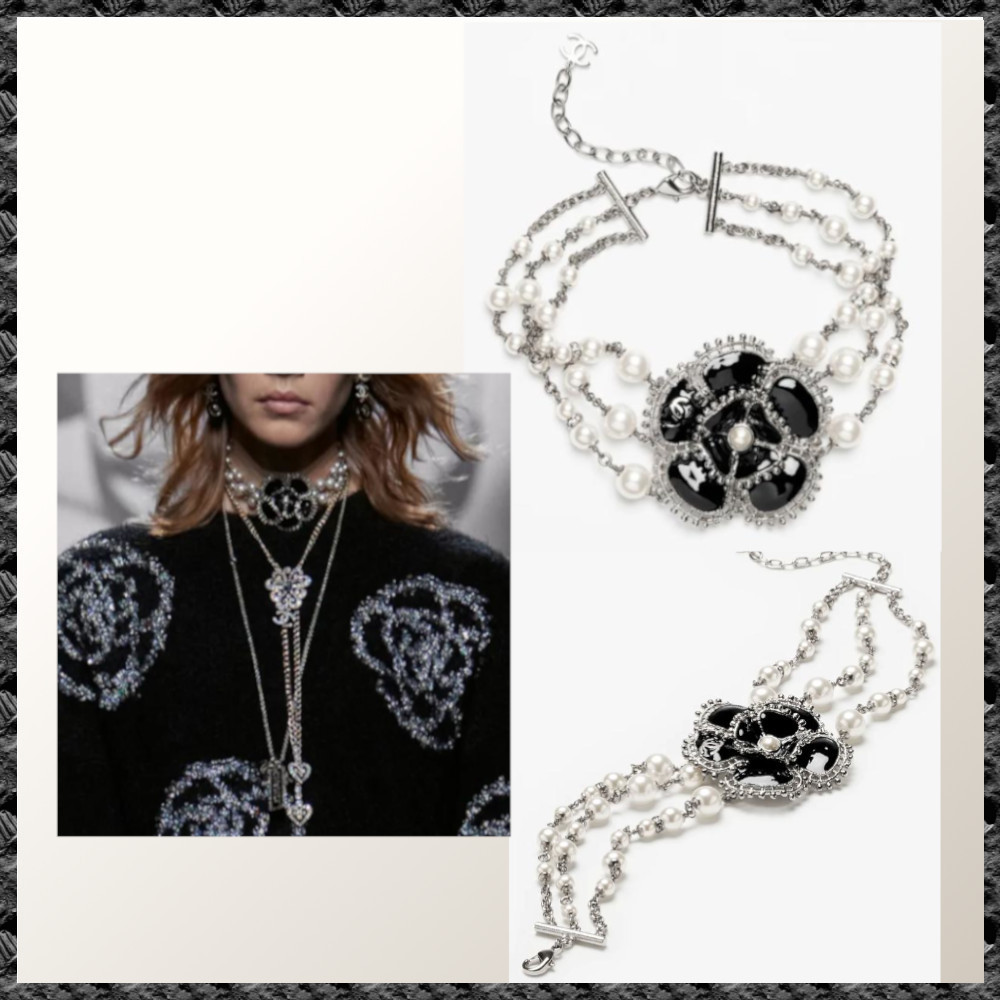 2023/24FW◆送料込【CHANEL】チョーカー メタル パール シルバー