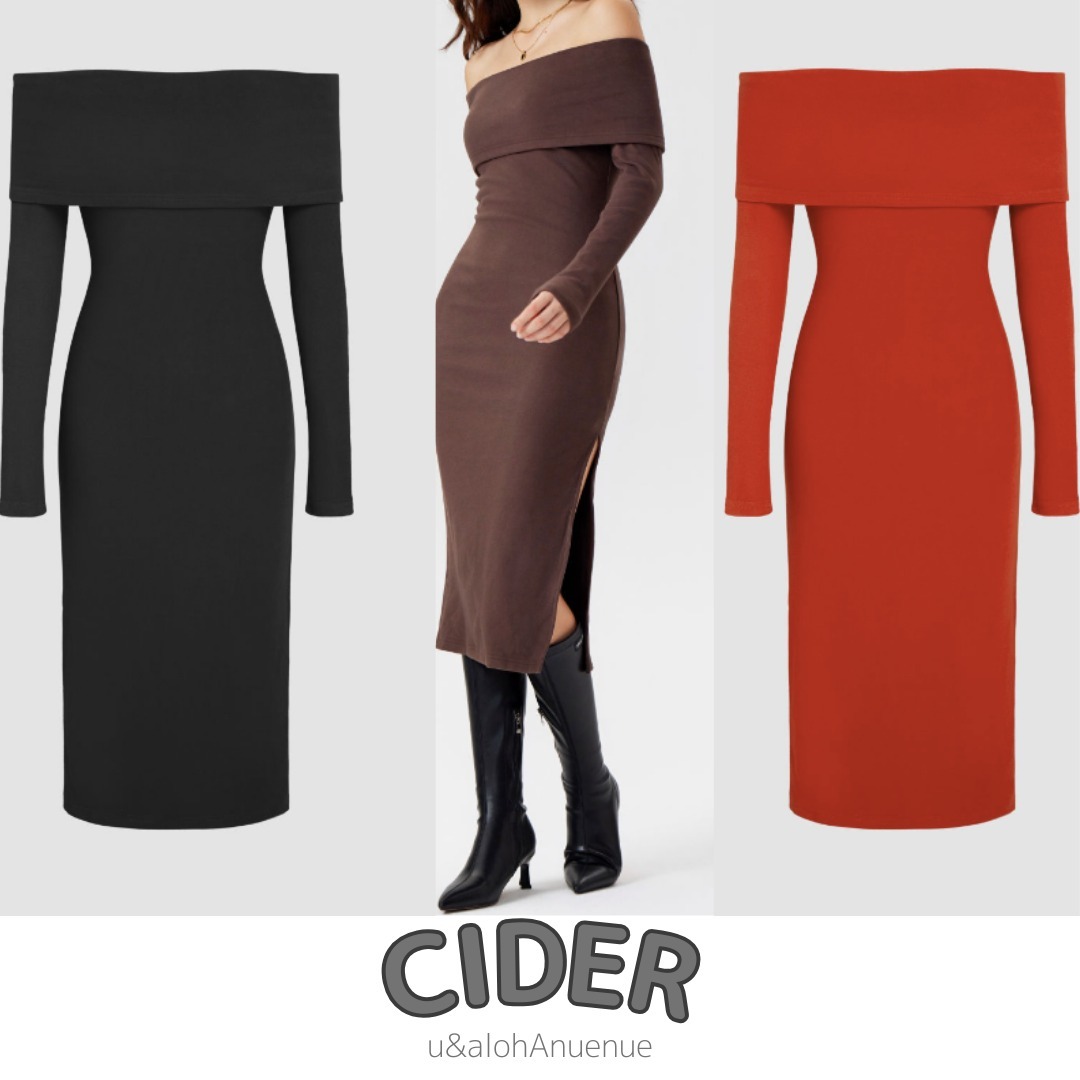 Cider◆オフショルダー◆スプリット◆ミディドレス[送料込]
