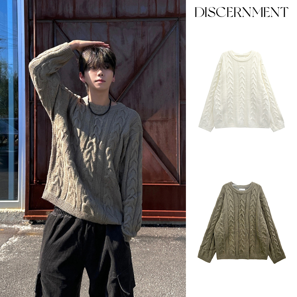 【DISCERNMENT】(A/W) Twist acrylic loose fit knit